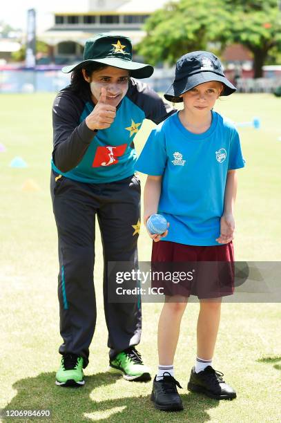 Players of the Pakistan national women's team take part in activities with young fans during the ICC Women's T20 Cricket World Cup Cricket 4 Good...