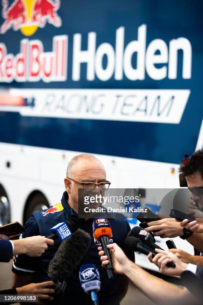 Roland Dane, Triple Eight Race Engineering. Speaks to the media during a press conference held during the 2020 Supercars Test Day at Tailem Bend on...