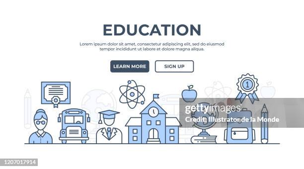 education thin line icon - elementary school library stock illustrations