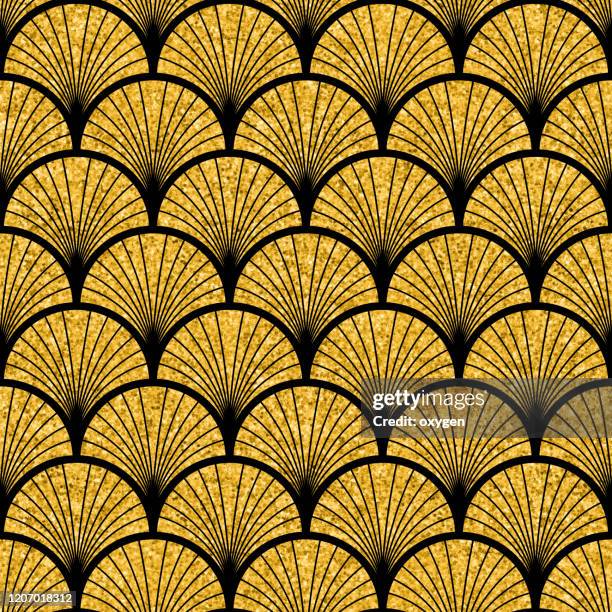 art deco gold black seamless pattern - art deco background stock-fotos und bilder