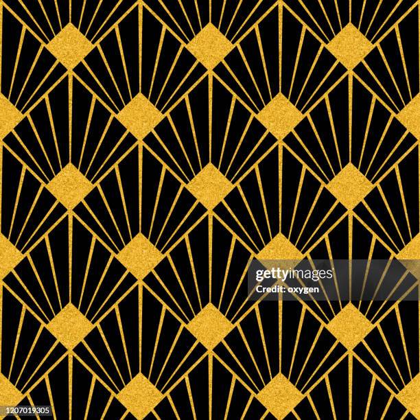 art deco gold black seamless pattern - roaring twenties imagens e fotografias de stock
