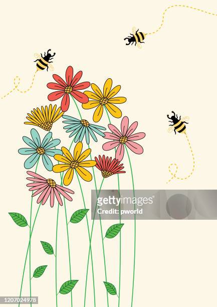 floral background . - bee flower stock illustrations