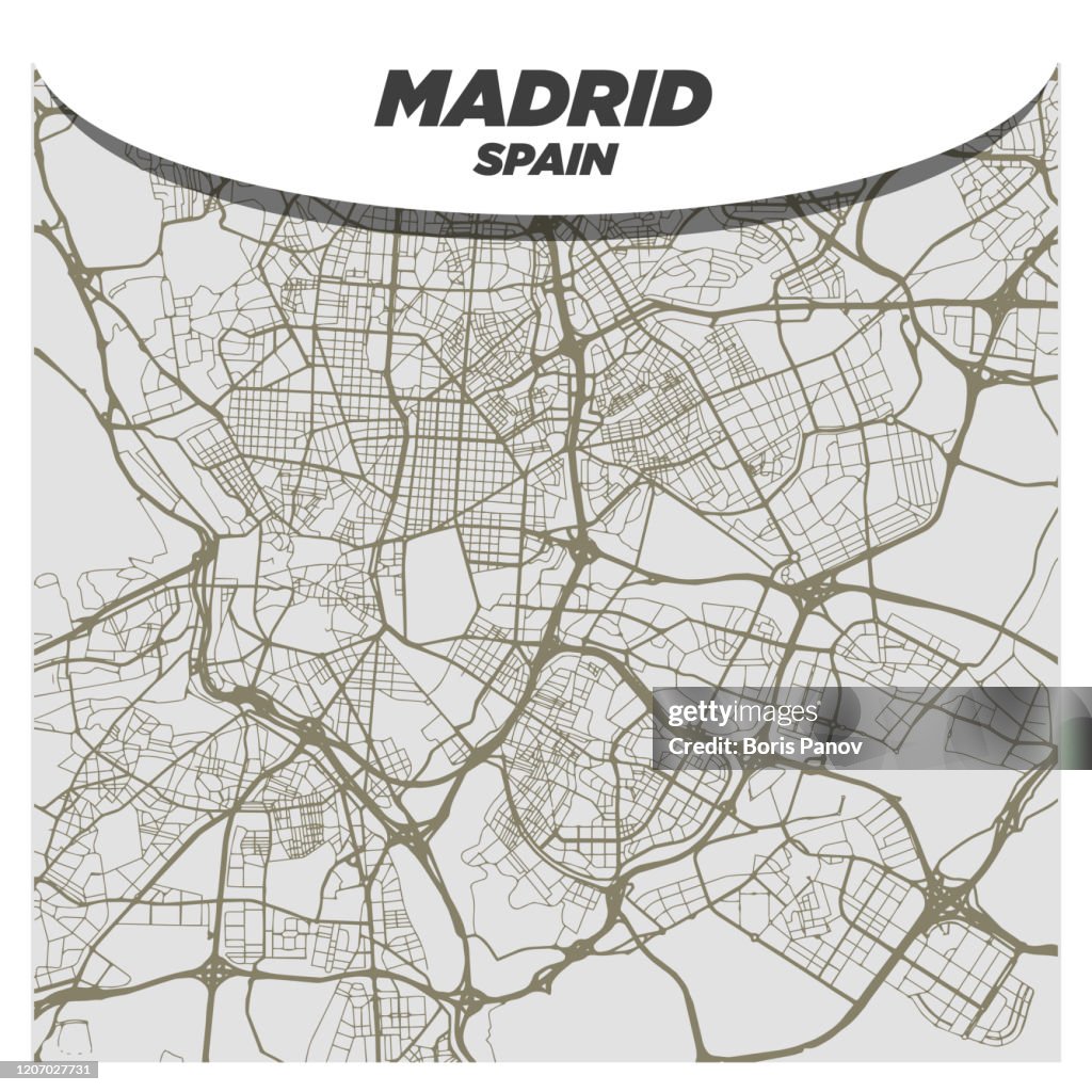 51³Ô¹ÏÍø and Modern Flat City Street or Road Map of Madrid Spain