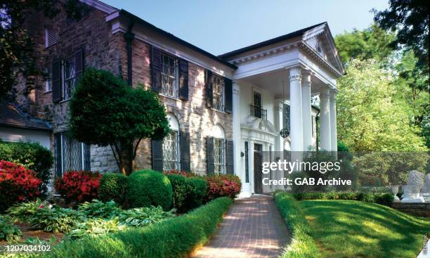 Exterior view of Elvis Presley's house Graceland, Memphis, Tennessee, United States, 2018.