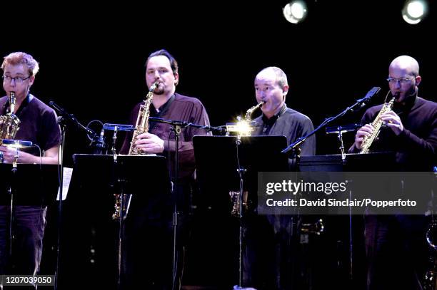 The ARTE Quartet perform live on stage at the Queen Elizabeth Hall in London on 19th November 2003. The ARTE Quartet comprise saxophonists Beat...