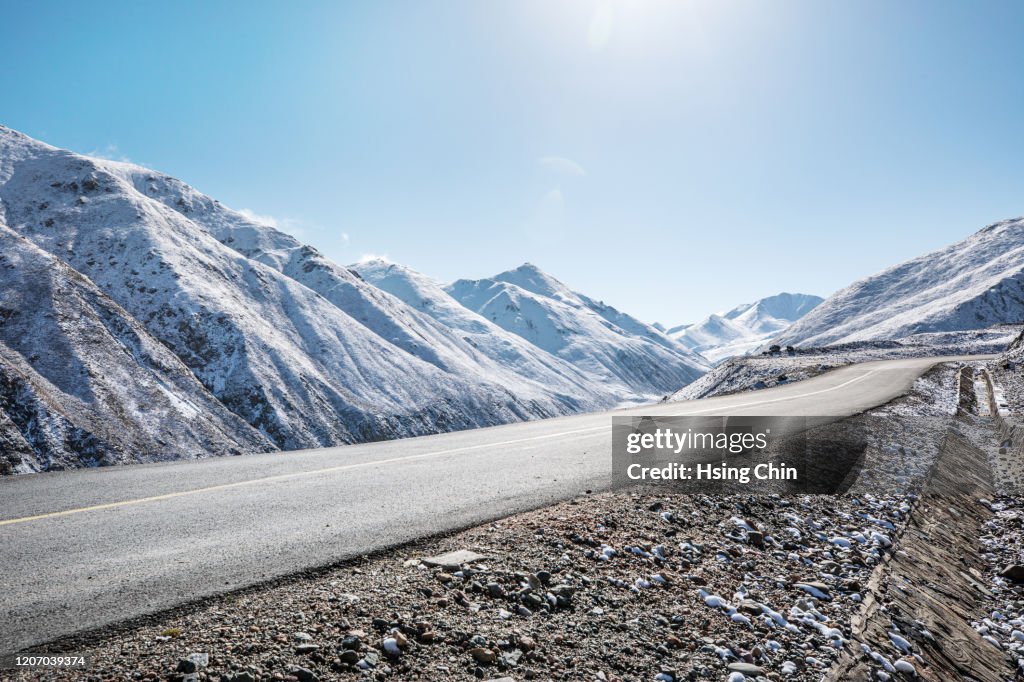 Snow mountain road