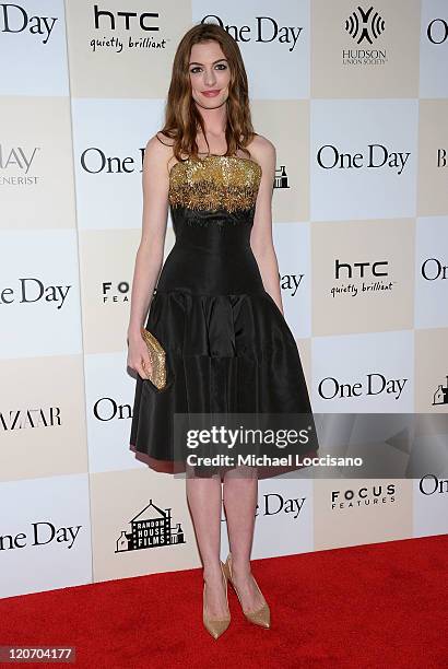 Anne Hathaway attends the "One Day" premiere at the AMC Loews Lincoln Square 13 theater on August 8, 2011 in New York City.