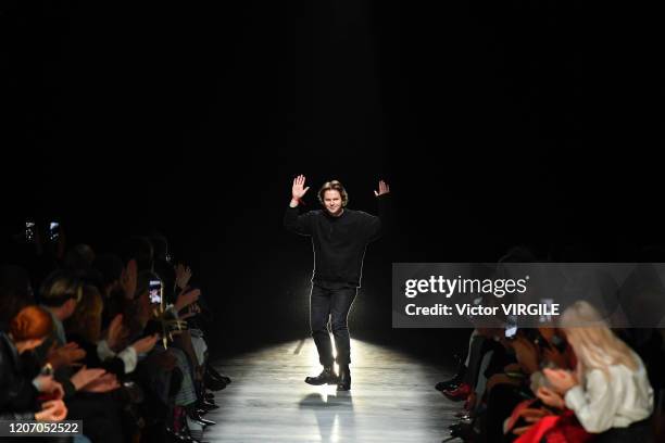 U2013 FEBRUARY 17: Fashion designer Christopher Kane walks the runway at the Christopher Kane Ready to Wear Fall/Winter 2020-2021 fashion show during...