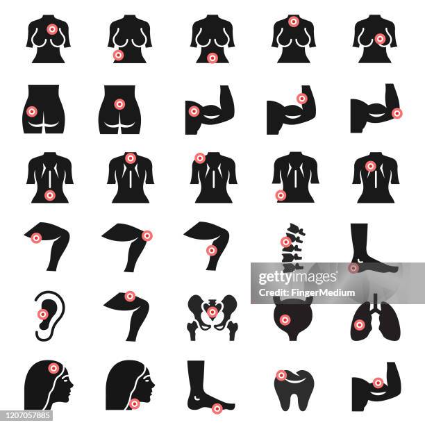 body schmerz vektor-symbol-set - rheumatismus stock-grafiken, -clipart, -cartoons und -symbole