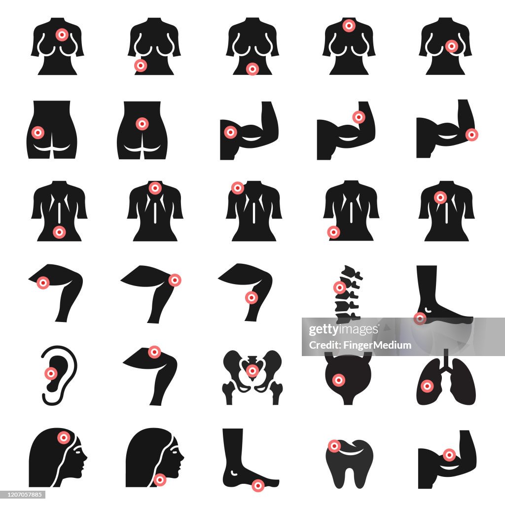 Body pain vector icon set