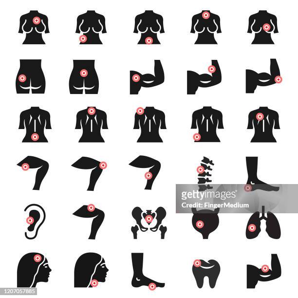 body pain vector icon set - human joint stock illustrations