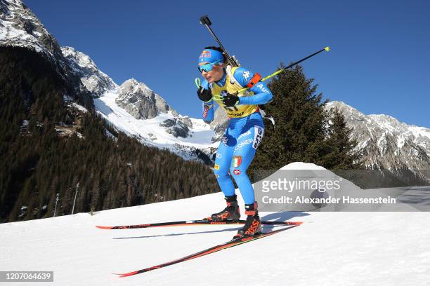 Dorothea Wierer of Italy competes during the Women 15 km Individual Competition at the IBU World Championships Biathlon Antholz-Anterselva on...
