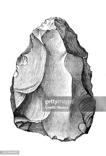 antique illustration: stone silex - stone stock illustrations