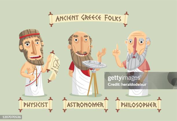 antike griechenland zeichen gesetzt - greek people stock-grafiken, -clipart, -cartoons und -symbole