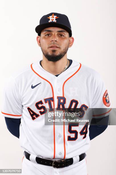 Roberto Osuna of the Houston Astros poses for a photo during Photo Day at FITTEAM Ballpark of The Palm Beaches on February 18, 2020 in West Palm...