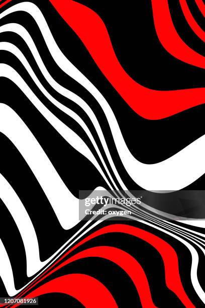 abstract black red and white lines design. pattern with optical illusion. abstract 3d geometrical background - black white red stock pictures, royalty-free photos & images