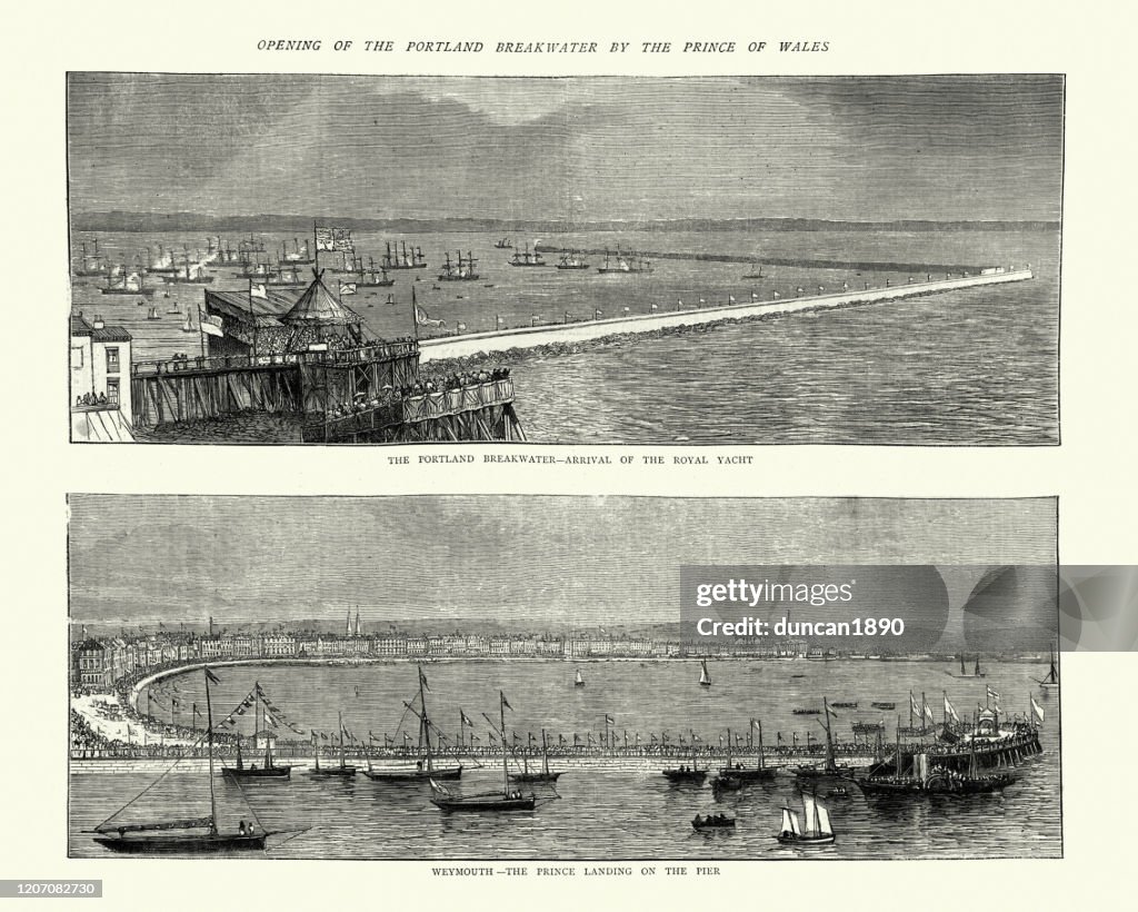 Inauguración del rompeolas de Portland, 1872, siglo XIX