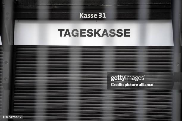 March 2020, North Rhine-Westphalia, Cologne: The box offices are closed at the RheinEnergieStadion. The German Soccer League has temporarily...