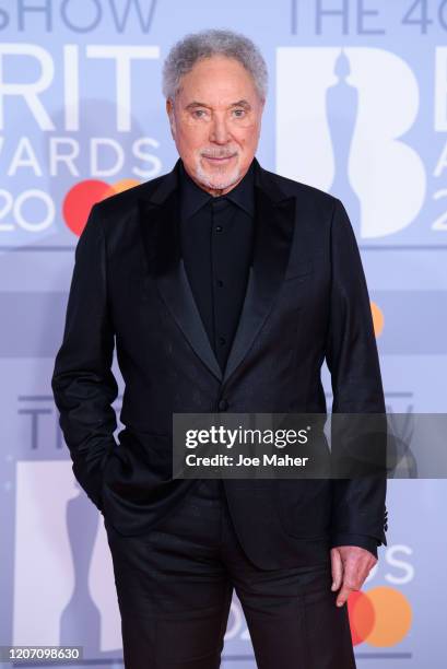 Tom Jones attends The BRIT Awards 2020 at The O2 Arena on February 18, 2020 in London, England.