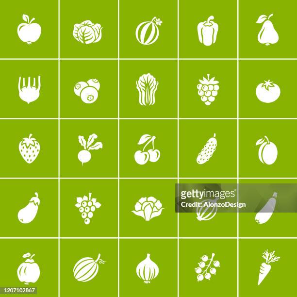 水果和蔬菜。有機食品圖示集。 - ranunculus 幅插畫檔、美工圖案、卡通及圖標