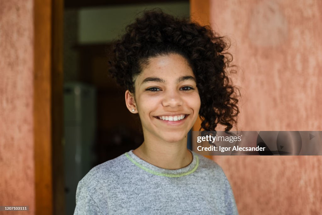 Portrait of a happy Brazilian girl