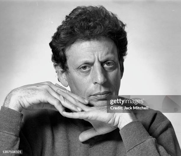 Portrait of American Classical and Minimalist composer Philip Glass, New York, New York, August 2, 1993.