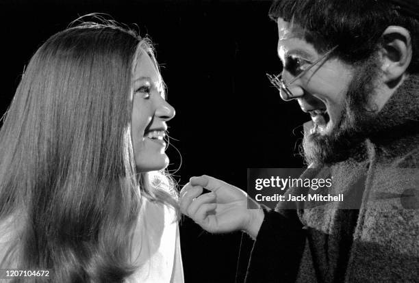 Actors Leah Chandler and David Ogden Stiers perform in the Acting Company's production of 'Measure For Measure,' June 1973.