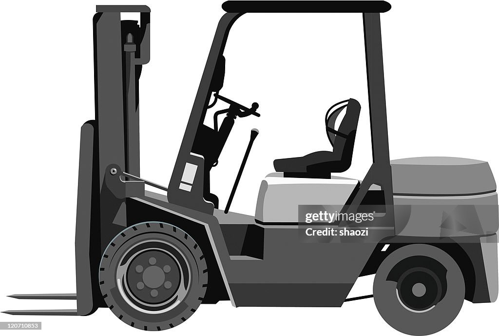 Fork lift truck with white background
