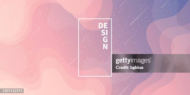 trendy starry sky with fluid and geometric shapes - pink gradient - dusk stock illustrations