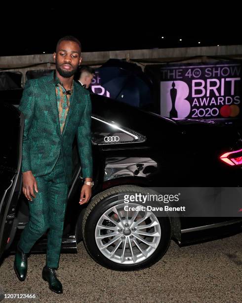 Dave arrives in an Audi at the BRIT Awards at The O2 Arena on February 18, 2020 in London, England.