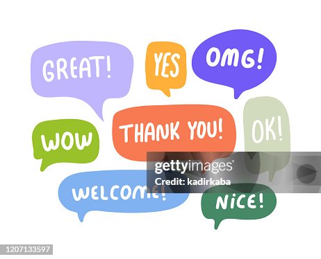 Speech Bubbles Short Phrases, Great, Yes, Omg, Wow, Thank You, Ok, Welcome, Nice Speech Bubbles Short Phrases, Great, Yes, Omg, Wow, Thank You, Ok, Welcome, Nice