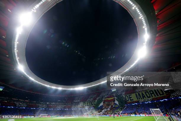 General view inside the stadium prior to the UEFA Champions League round of 16 first leg match between Atletico Madrid and Liverpool FC at Wanda...