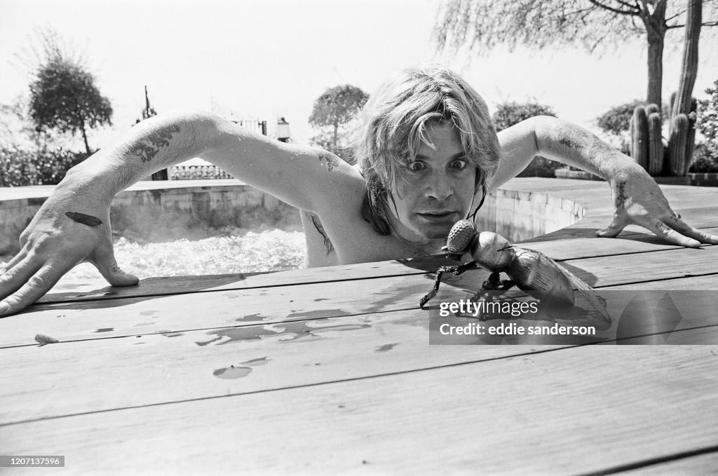 Ozzy Osbourne, Former Lead Singer Of Black Sabbath, In His Hot Tub In The garden Of His Luxury Home In Beverly Hills, California.April 1982.