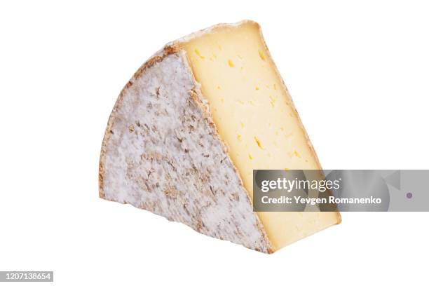 triangle cheese chunk isolated on white background - grated cheese stock pictures, royalty-free photos & images
