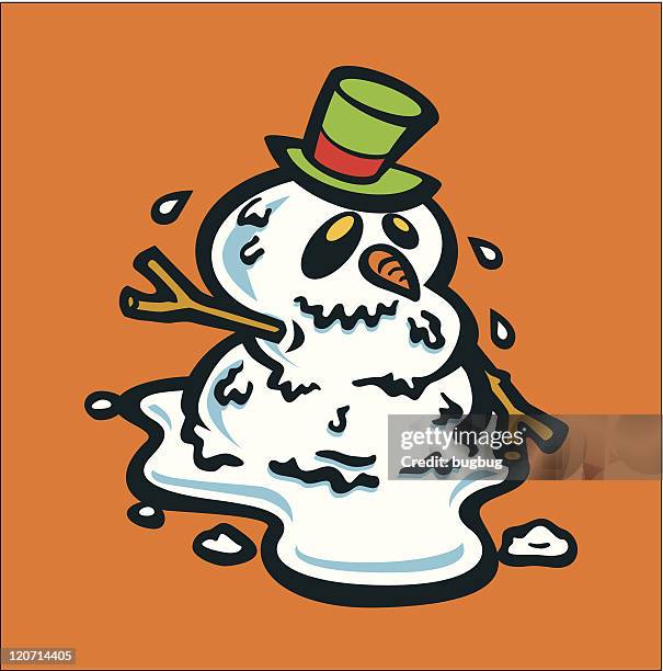 melting snowman - puddle stock illustrations
