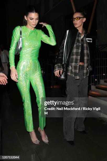 Kendall Jenner and Bella Hadid seen attending Sony Music BRIT Awards 2020 after party at The Standard on February 18, 2020 in London, England.