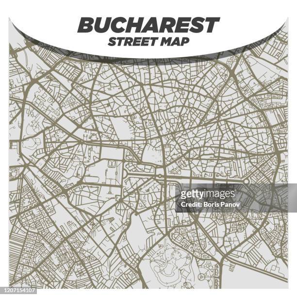 modern and creative flat map of bucharest romania (bucureşti) on a clean background - bucharest map stock illustrations