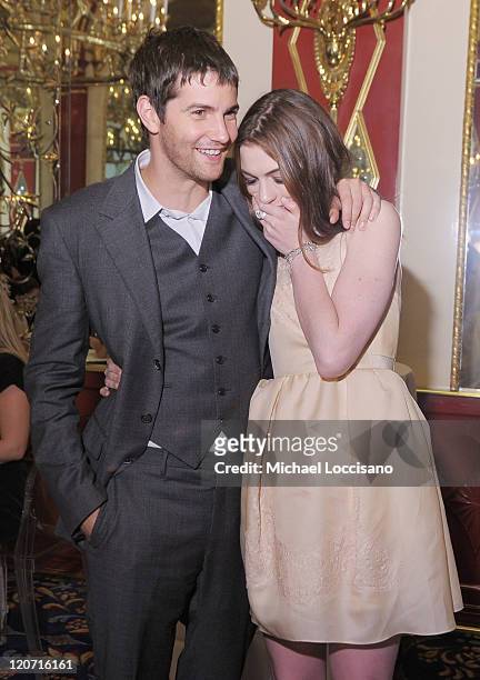 Actors Jim Sturgess and Anne Hathaway attend the "One Day" premiere after party at the Russian Tea Room on August 8, 2011 in New York City.