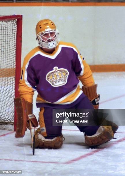 Doug Keans of the Los Angeles Kings skates against the Toronto Maple Leafs during NHL game action on January 9, 1982 at Maple Leaf Gardens in...