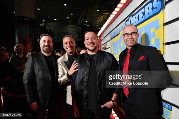 Brian Quinn, Joe Gatto, Sal Vulcano and James Murray attend the Impractical Jokers: The Movie Premiere Screening and Party on February 18, 2020 in...
