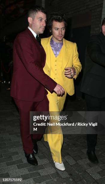 Harry Styles seen attending The Box BRIT Awards 2020 afterparty on February 18, 2020 in London, England.