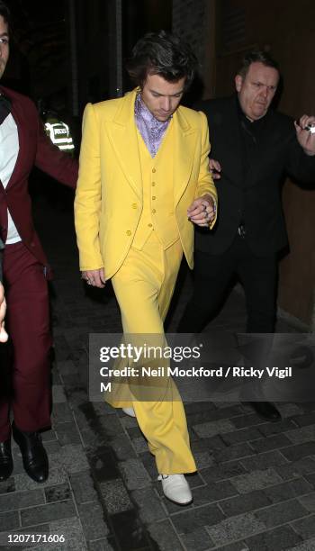 Harry Styles seen attending The Box BRIT Awards 2020 afterparty on February 18, 2020 in London, England.