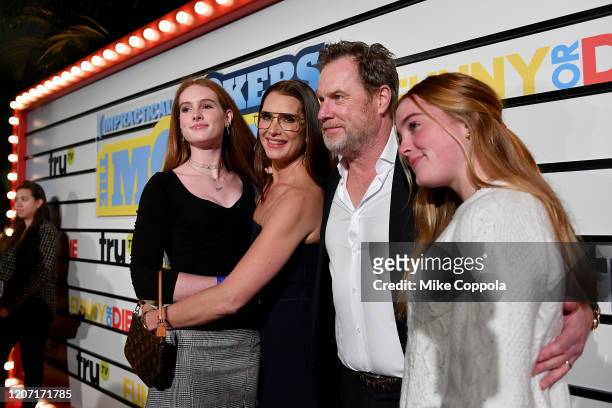 Rowan Henchy, Brooke Shields, Chris Henchy, and Grier Henchy attend the Impractical Jokers: The Movie Premiere Screening and Party on February 18,...