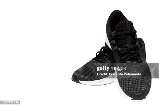 sport shoes isolated on white background - black lace background stock pictures, royalty-free photos & images