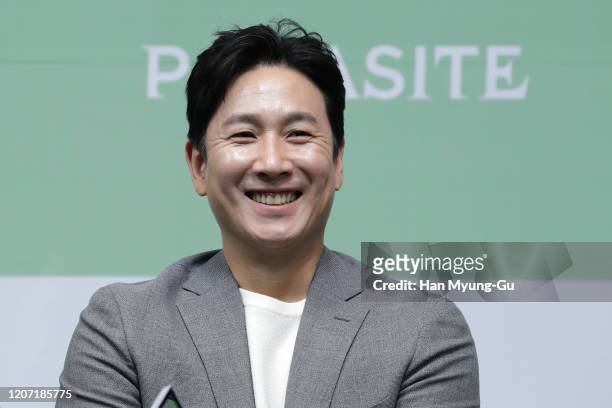 South Korean actor Lee Sun-Kyun attends the press conference on February 19, 2020 in Seoul, South Korea. The cast and crew held a press conference...
