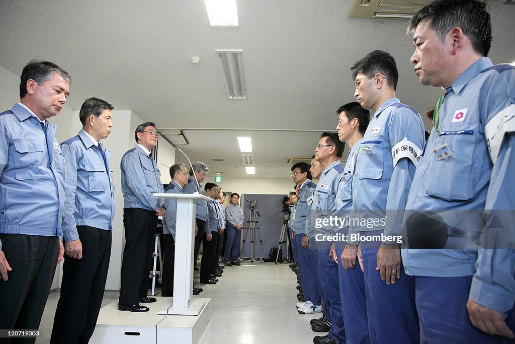 Kansai Electric President Meets Employees At Mihama Nuclear Plant