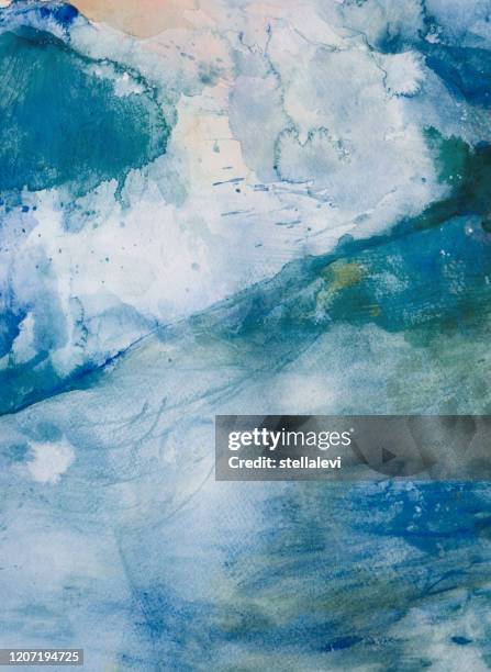 watercolor background - abstract storm - acrylic painting stock illustrations