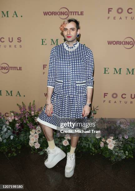 Jacob Tobia attends the Los Angeles premiere of Focus Features' "Emma." held at DGA Theater on February 18, 2020 in Los Angeles, California.