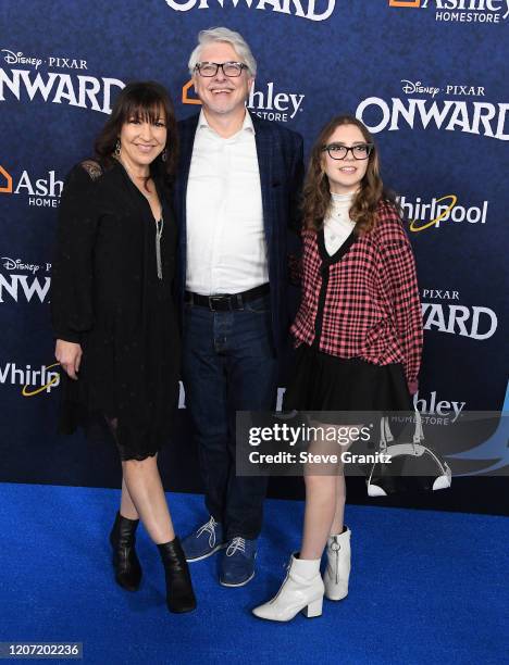 Crissy Guerrero, Dave Foley and Alina Foley arrives at the Premiere Of Disney And Pixar's "Onward" on February 18, 2020 in Hollywood, California.