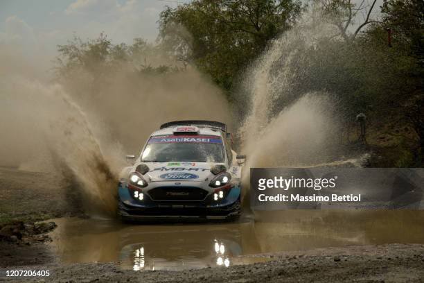Gus Greensmith of Great Britain and Elliott Edmondson of Great Britain compete with their M-Sport FORD WRT Ford Fiesta WRC during FIA World Rally...